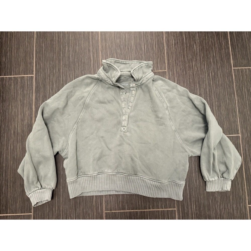 Aerie Quarter Snap Sweatshirt Womens L Royal Palm Oversized Back To Campus - Picture 4 of 11